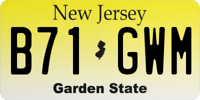 NJ license plate B71GWM