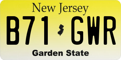 NJ license plate B71GWR