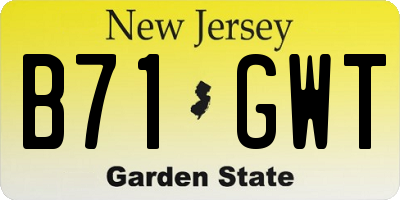 NJ license plate B71GWT
