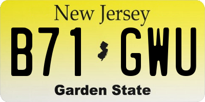 NJ license plate B71GWU
