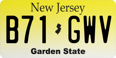 NJ license plate B71GWV