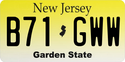 NJ license plate B71GWW