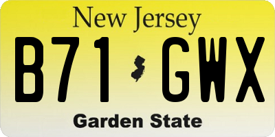NJ license plate B71GWX