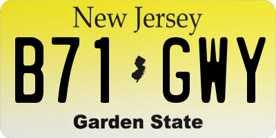 NJ license plate B71GWY