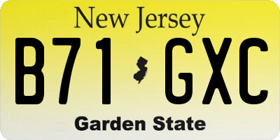 NJ license plate B71GXC