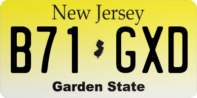 NJ license plate B71GXD