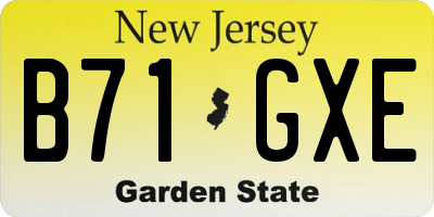 NJ license plate B71GXE
