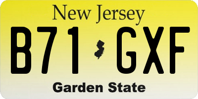 NJ license plate B71GXF