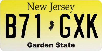 NJ license plate B71GXK