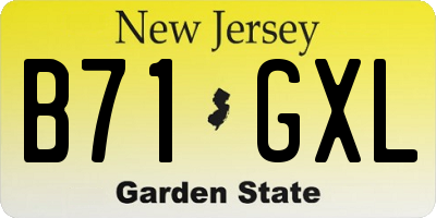 NJ license plate B71GXL