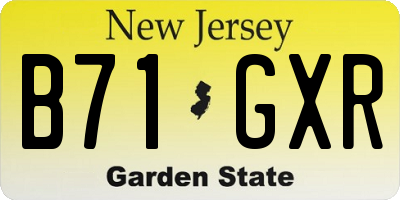 NJ license plate B71GXR
