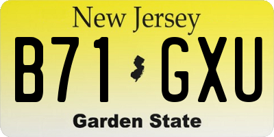NJ license plate B71GXU