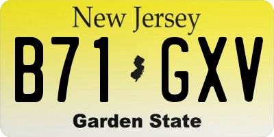 NJ license plate B71GXV