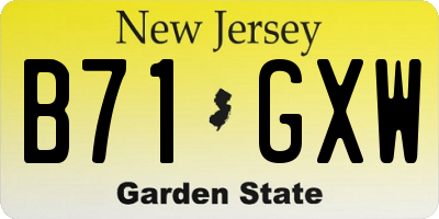 NJ license plate B71GXW