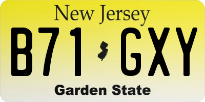 NJ license plate B71GXY