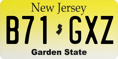 NJ license plate B71GXZ