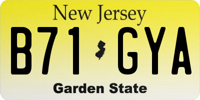 NJ license plate B71GYA
