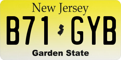 NJ license plate B71GYB
