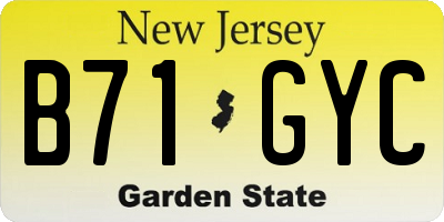 NJ license plate B71GYC