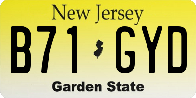 NJ license plate B71GYD