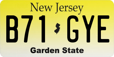 NJ license plate B71GYE