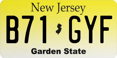 NJ license plate B71GYF