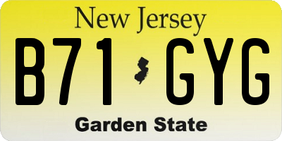 NJ license plate B71GYG