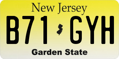 NJ license plate B71GYH