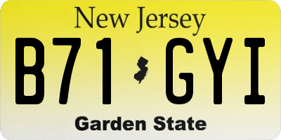 NJ license plate B71GYI