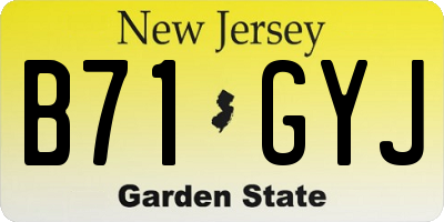 NJ license plate B71GYJ