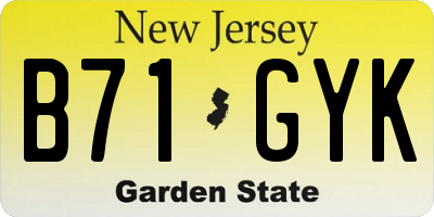 NJ license plate B71GYK