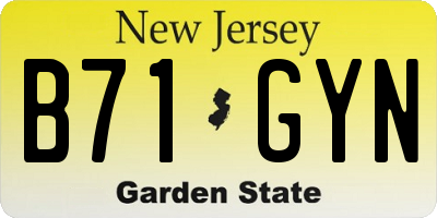 NJ license plate B71GYN