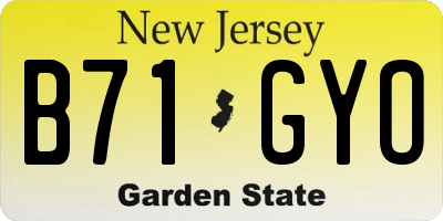 NJ license plate B71GYO