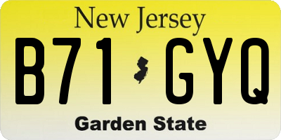NJ license plate B71GYQ