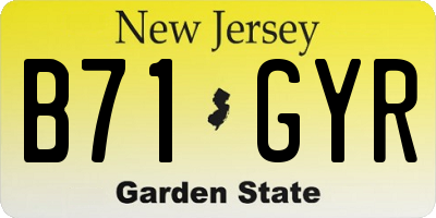 NJ license plate B71GYR