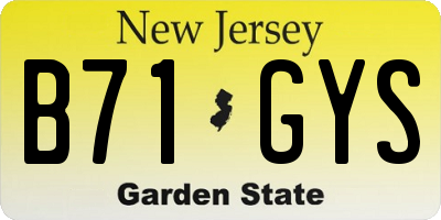 NJ license plate B71GYS
