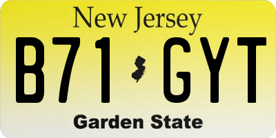 NJ license plate B71GYT