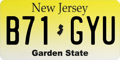 NJ license plate B71GYU