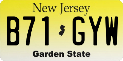 NJ license plate B71GYW