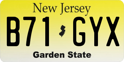NJ license plate B71GYX