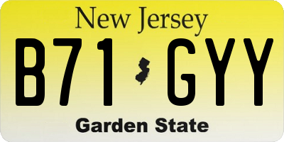NJ license plate B71GYY