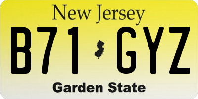 NJ license plate B71GYZ