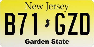 NJ license plate B71GZD