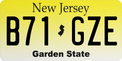 NJ license plate B71GZE