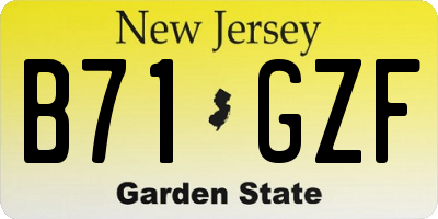 NJ license plate B71GZF