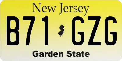 NJ license plate B71GZG