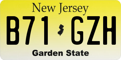 NJ license plate B71GZH