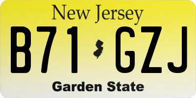 NJ license plate B71GZJ