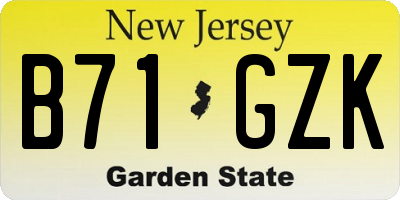 NJ license plate B71GZK