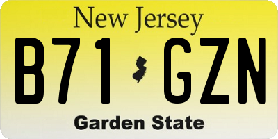 NJ license plate B71GZN